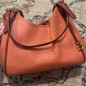 Coach Lori pebble leather coral